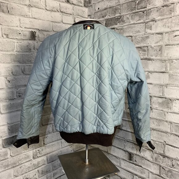 Vintage Varsity Bomber Jacket 44 Brown Wool Leather Quilt Lined Miners Union - Picture 7 of 13